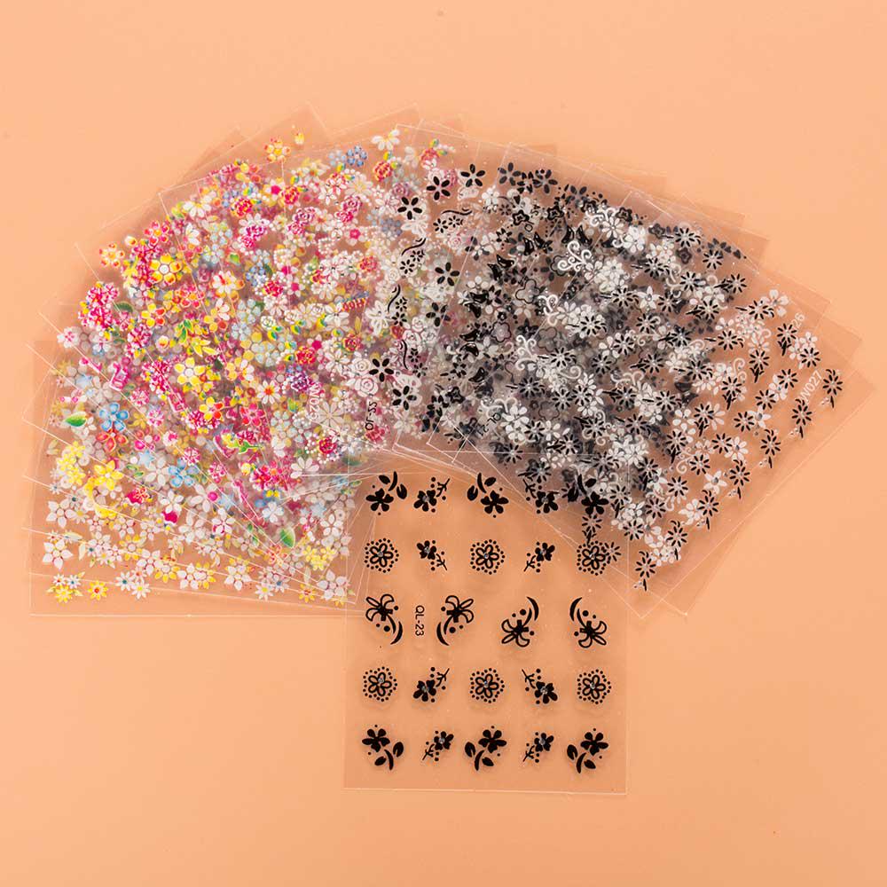 10 листов Mix Color 3D Цветочный дизайн Красивые наклейки для ногтей