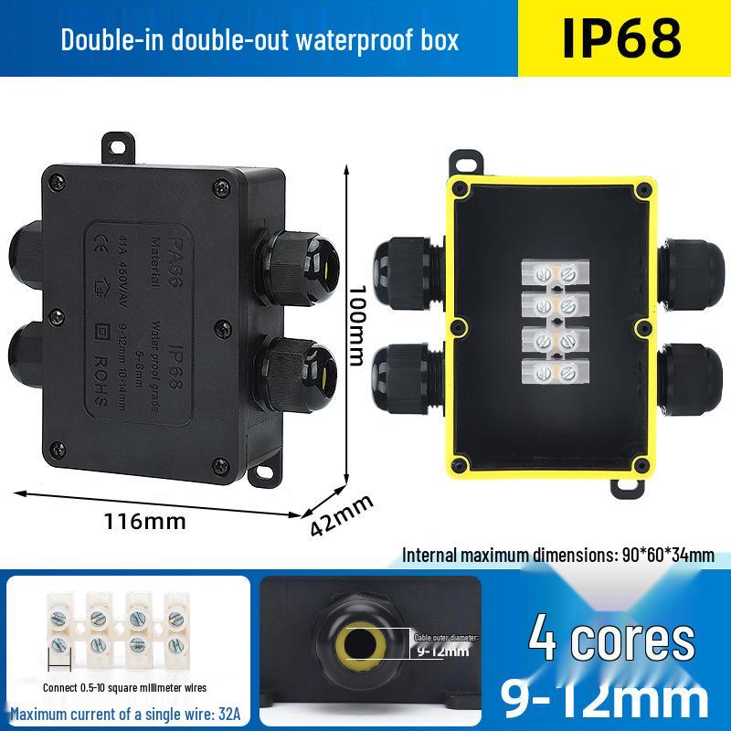 Outdoor IP68 Rainproof Plastic Junction Box with Terminal Block for PC Rooms & Street Lighting