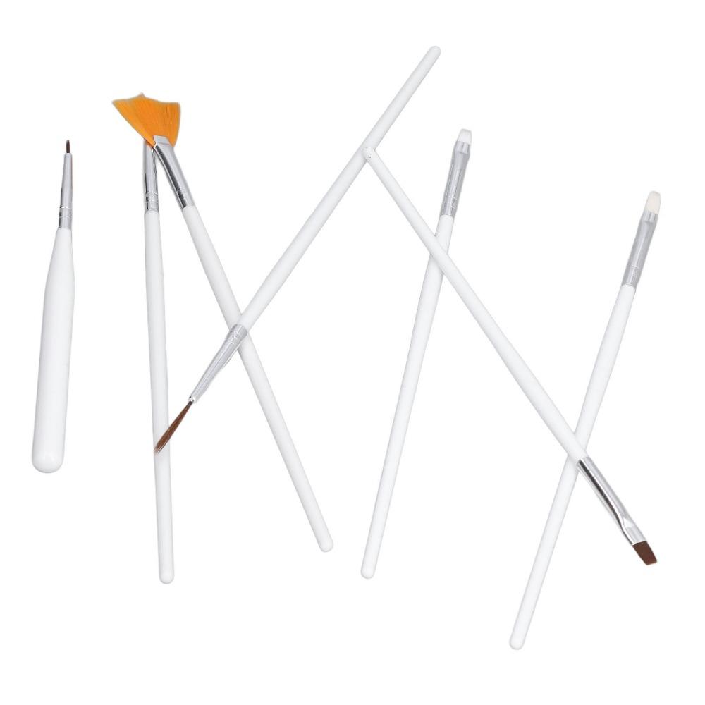 2 Set Synthetic Brush Nail Art Brushes Multi Tip Size Fine Detail Pens Home DIY Manicure