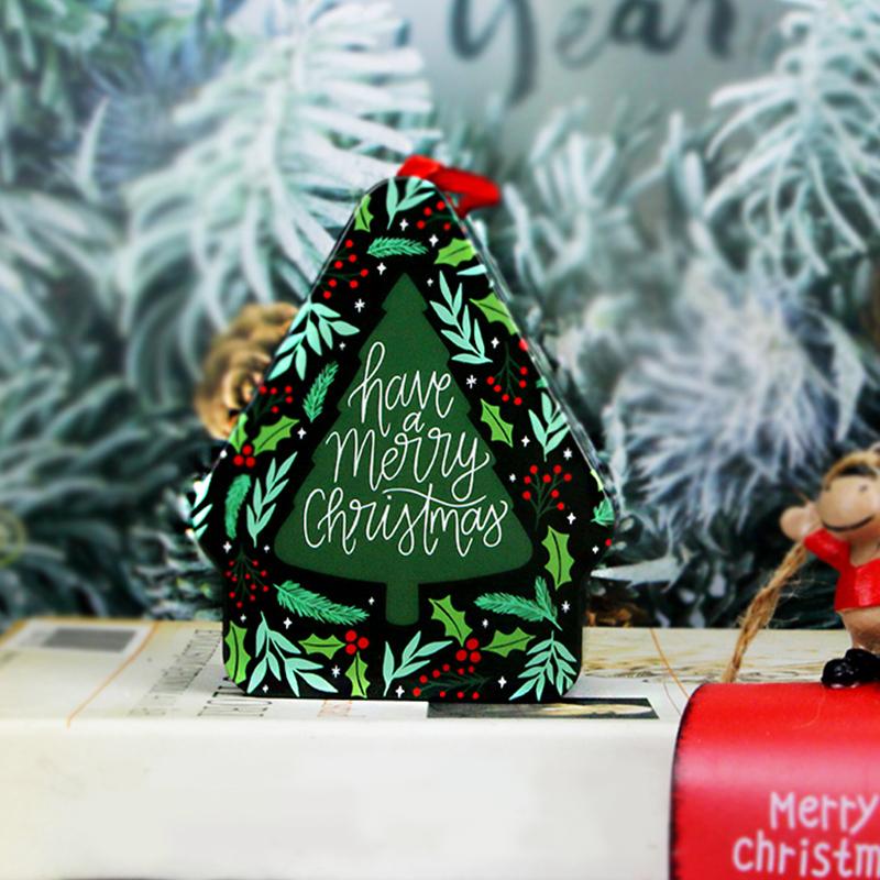 Рождественский домик Форма Рождественская атмосфера Рождественские украшения Банка для шоколада со шнурком Милая коробка для конфет Детская 10,5x8,5x4см