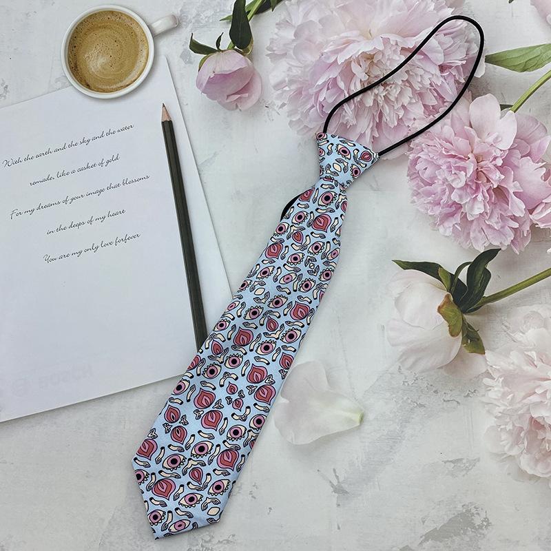 Homemade Small Tie Ins Short Cartoon Floral Printing Retro Chiffon Cute Personality Free Jk Women'S Tie Factory