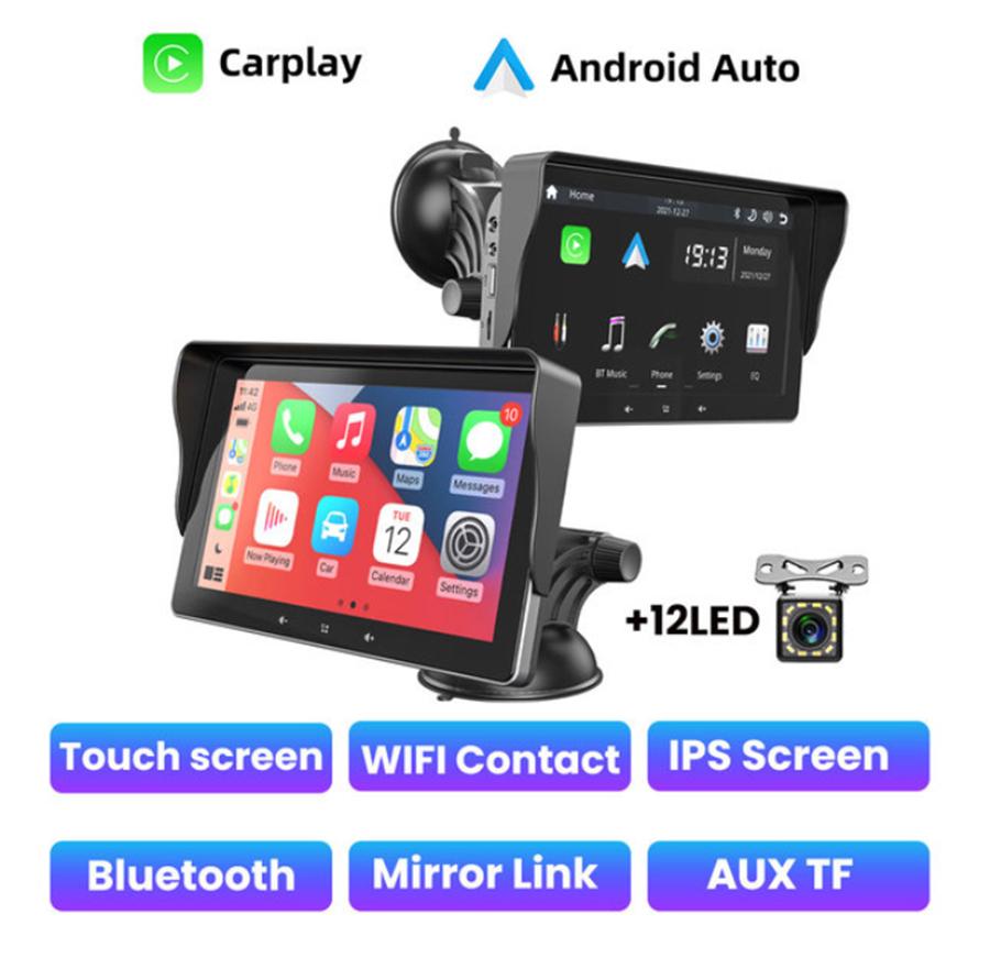 Универсальное беспроводное Carplay Android Auto автомобильное радио Портативный мультимедийный плеер Стерео 7-дюймовый экран С задней камерой заднего вида