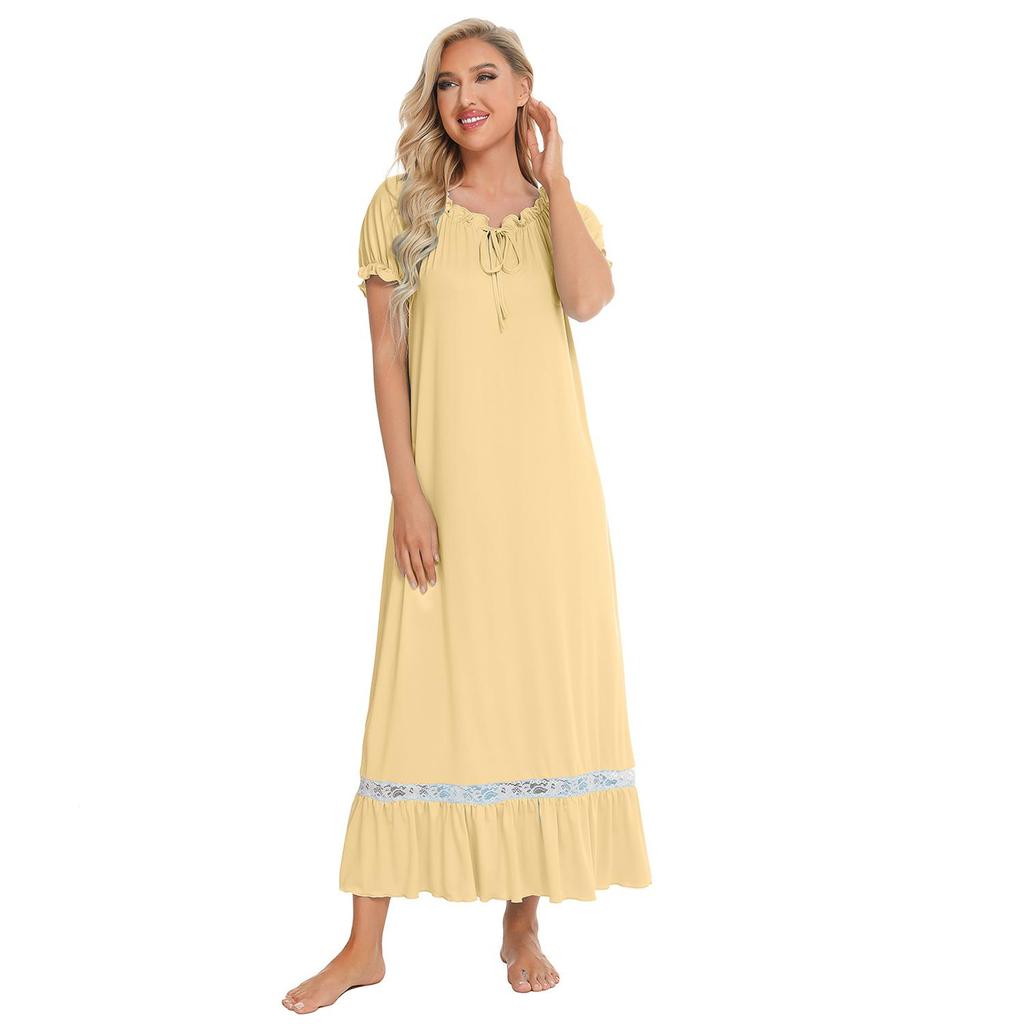 Pajamas for Women Short Sleeve Night Sleep Dress Comfy Loose Casual Lounge Wear Spring Summer Autumn Nightgowns