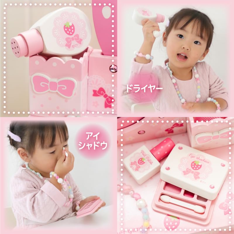 Туалетный столик Mother Garden Toy Wild Strawberry "Cutie Strawberry Dresser" 10 аксессуаров Деревянный туалетный столик Набор для ролевых игр Ролевые игры Дети Дети 4