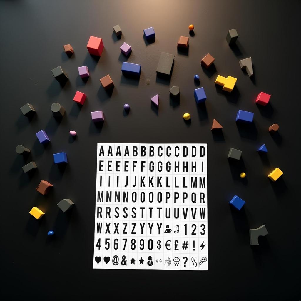 A Set 104Pcs Black Cinematic Lightbox Replacement Letters and Numbers Signs for A4 Light Up Letter Box Sign Message Board, Classrooms,Presentation