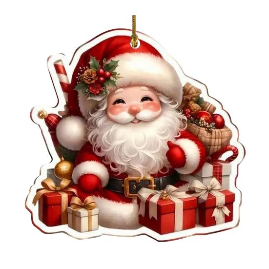 Рождественская игрушка 2D акриловый мультяшный Санта-Клаус украшение на елку