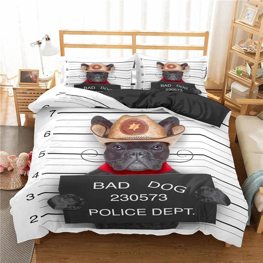 Luxury New 3D Print Cute Animal Bedding Set Cartoon Pug Dog Duvet Cover Sets King Twin Single Size Polyester Quilt Cover