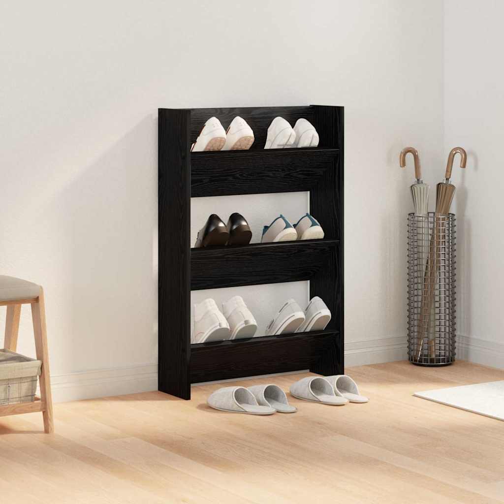 Shoe Cabinet Black Oak Effect 60 x 18 x 90 cm Engineered Wood