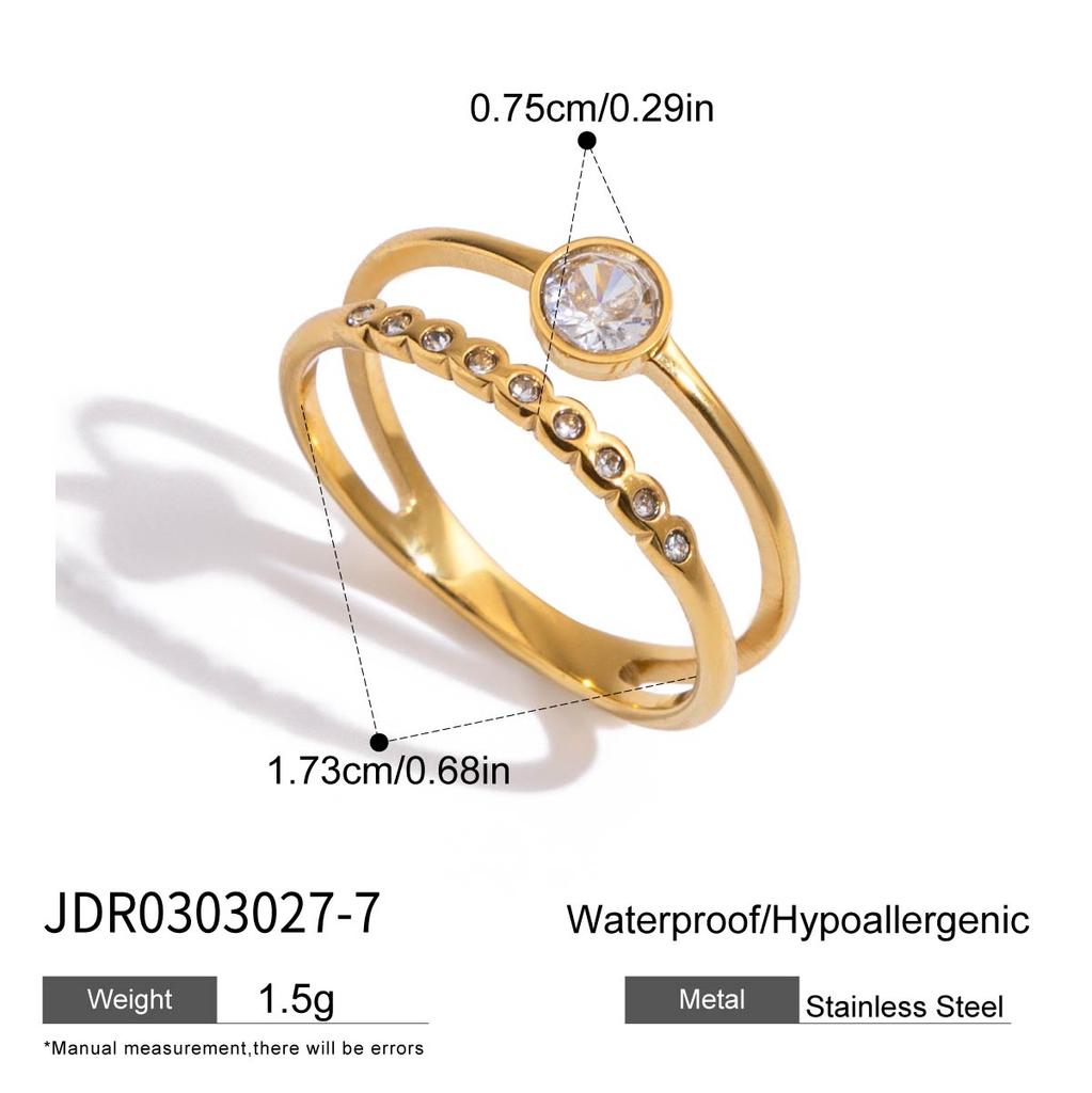 Youthway Delicate Zircon Rings For Women Minimalist  Gold Plated Stainless Steel Open Rings Simple Fashion Jewelry Girls Gift