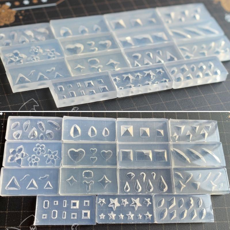 15 шт., силиконовые формы с граненым драгоценным камнем в форме сердца, форма для резьбы по дизайну ногтей, подходящая для инструментов для украшения ногтей, инструменты