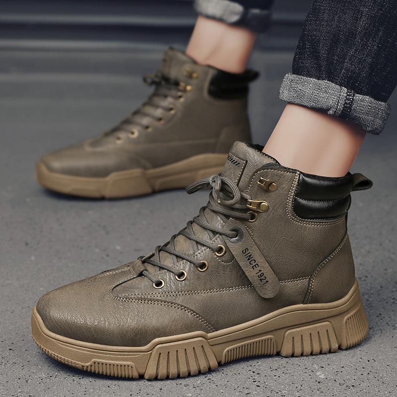 Fashion Men Boots Retro High Top Leather Booties Autumn Winter Platform Boots Outdoor Tooling Men Shoes Botas De Hombre