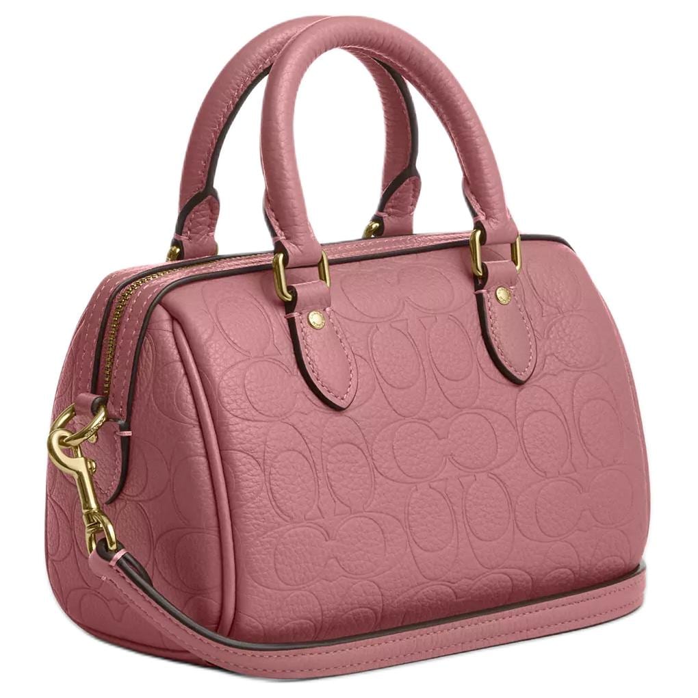 Coach Роуэн Кожаная Сумка-Бостон с Текстурой, Мини Сумка-Кроссбоди Женская Розовая CCF28-IMPEO