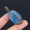 Древо Жизни Синий Халцедон Драгоценный Камень Чистая Медная Проволока Обернутая Ювелирные Изделия Ручной Работы Подвеска