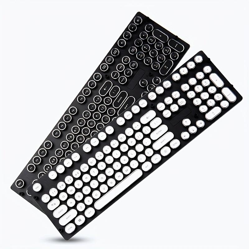 Ajazz Electroplated Punk Retro Round Keycaps 104 Keys Steampunk Mechanical Keyboard Keycaps Round Translucent Pink/Lipstick/Black/White