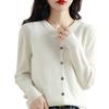 Women Knitted Sweater Coat Round Neck Long Sleeve Single Breasted Solid Color Knitting Cardigan Daily Wear