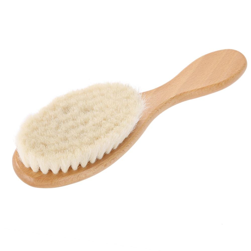 Wooden Handle Oil Head Brush Soft Hair Styling Brush Scalp Grooming Goat Hair Brush  Home Use