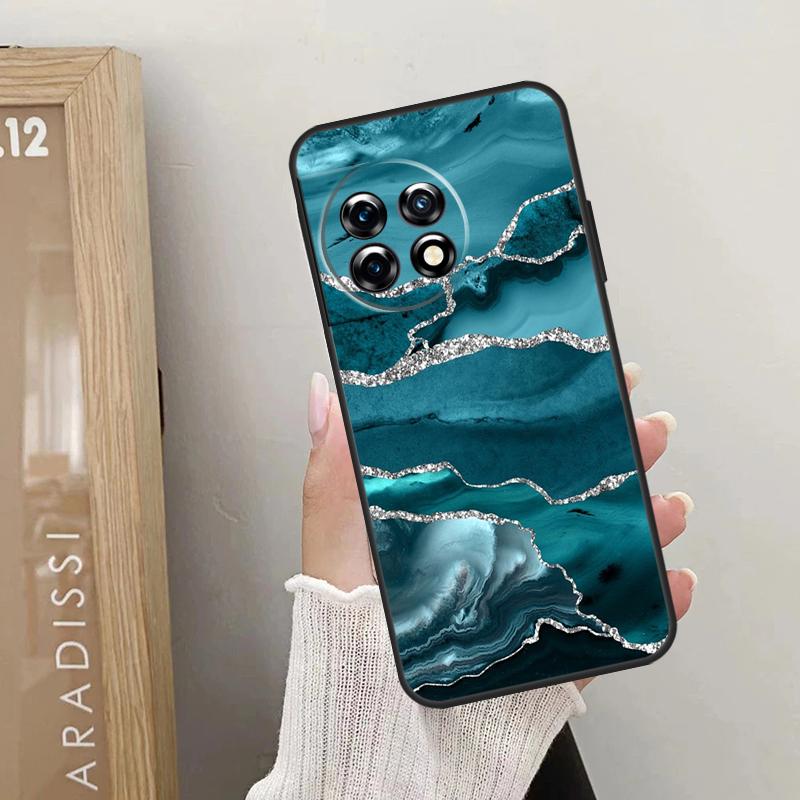 Чехол Teal Blue Gold Agate Marble для OnePlus 11 12 9 10 Pro 9R 10R 10T 12R OnePlus Nord N30 N20 N10 CE 4 2 3 Lite