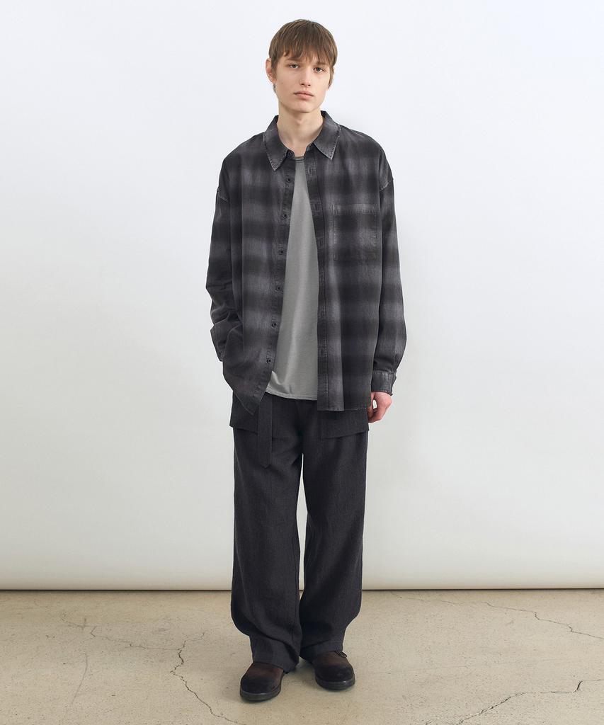 INSILENCE Linen Belted Fatigue Pants Mud Black