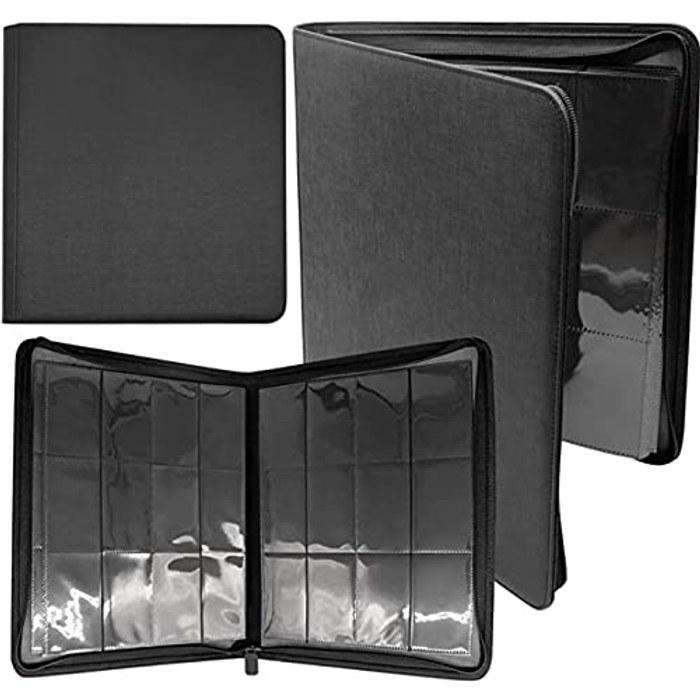 [Trading Card] File -Shingi- Large Capacity, Leather PU, Clear, 12-Pocket, 480-Card Storage (Black)