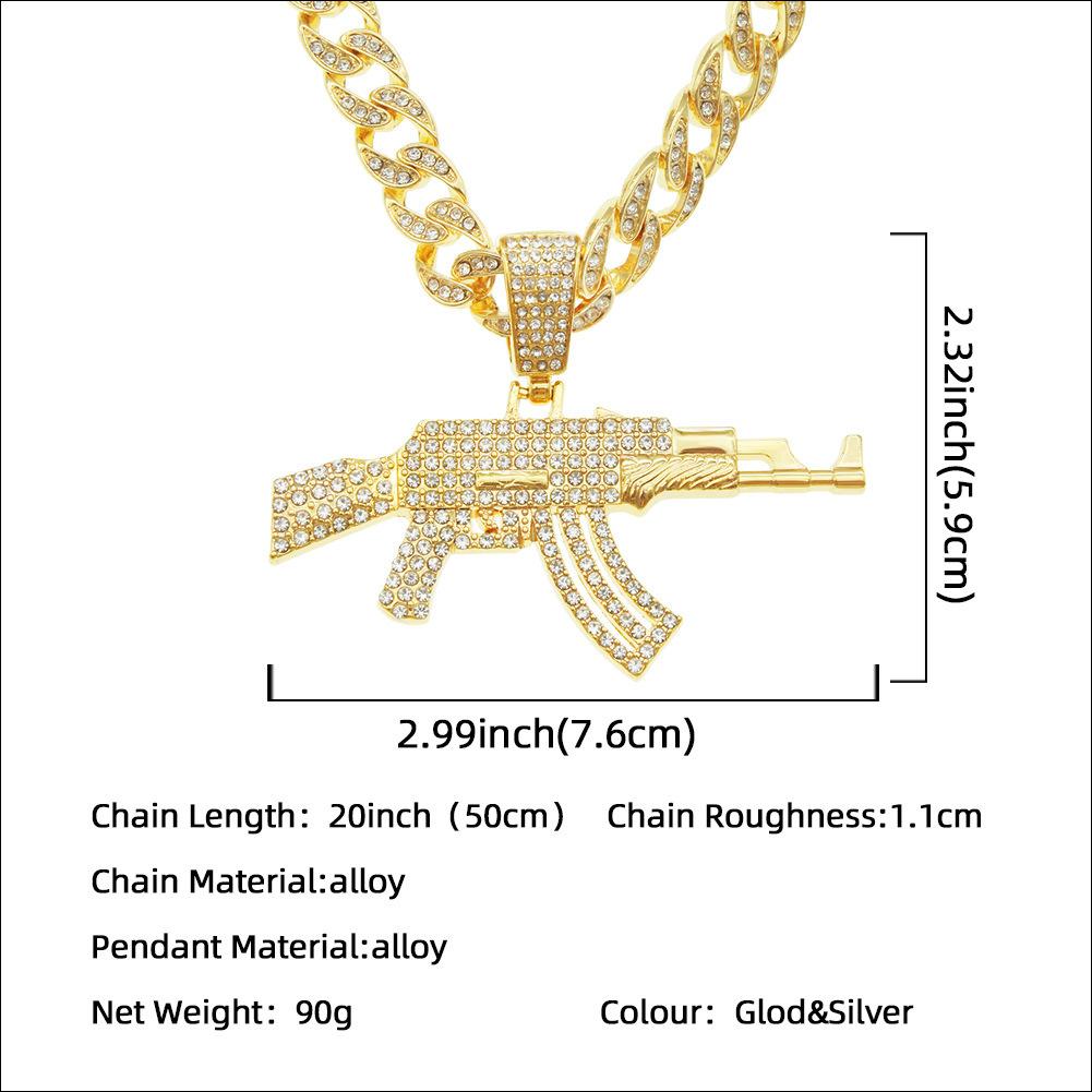 Европейская и американская крутая преувеличенная панк-хип-хоп рэп-одежда с подвеской в ​​виде пистолета, ожерелье, модная мужская кубинская цепочка для ночного клуба