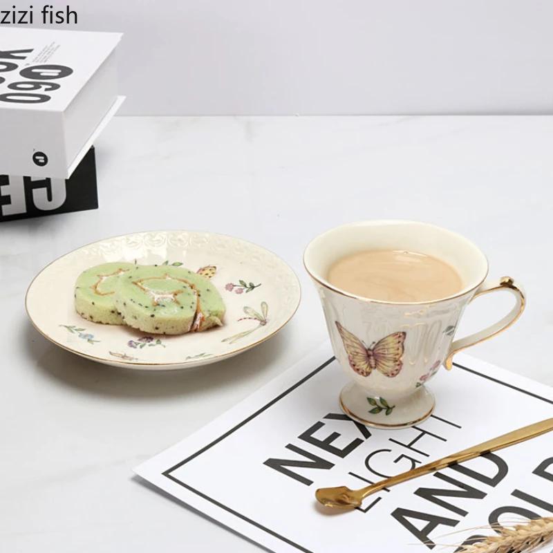 Rural Style Ceramics Coffee Cup and Saucer Afternoon Tea Mug Flower Tea Cup Water Cups Coffee Mug Breakfast Cup Milk Mugs