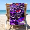 proof beach towel with a Pokémon Gengar pattern - soft,absorbent,quick-drying,machine washable - perfect for swimming,camping,bathing
