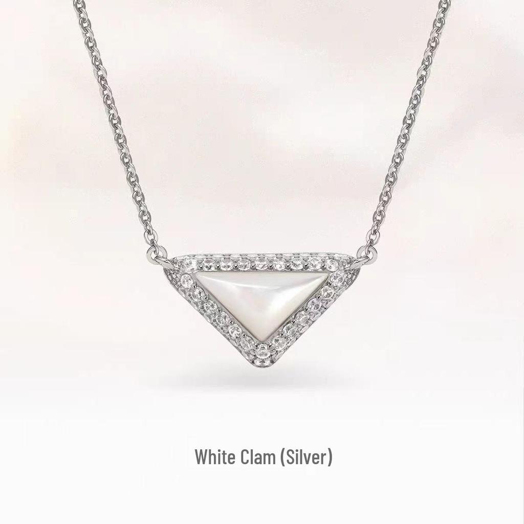 Ожерелье из натурального камня треугольной формы с бриллиантами - Роскошное, изысканное и универсальное колье-цепочка для ключицы для создания высококлассного стиля.