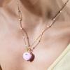 Cute Pendant Choker Pink Gold Color Pentagram Heart Ring Opening Closing Phase Box Necklace Women