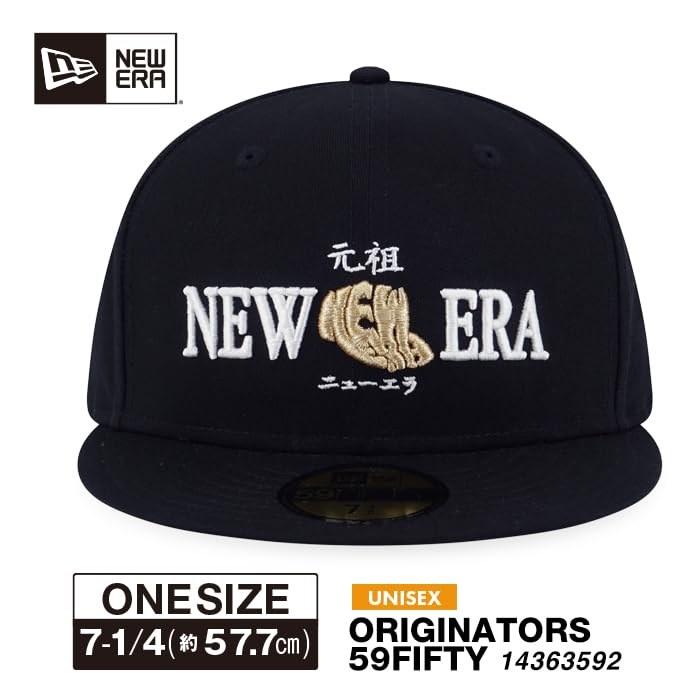 [New Era] Original Cap 59FIFTY Originator Unisex Black Cap (JP, Size: 57.7 cm, Black)