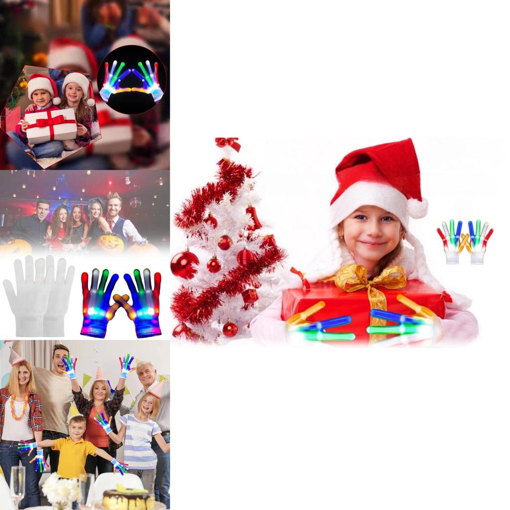 Яркие разноцветные светодиодные вязаные перчатки, идеально подходящие для Хэллоуина и вечеринок