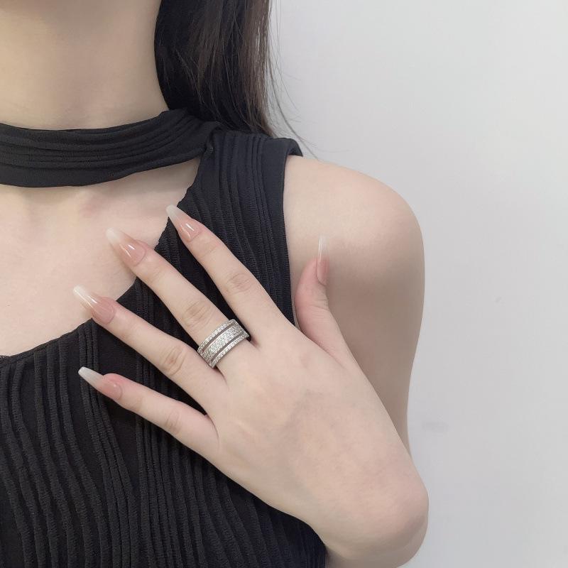Inlaid With Diamonds Light Luxury Ring Temperament Heavy Industry Shiny Multi-Layer Index Finger Ring Woman