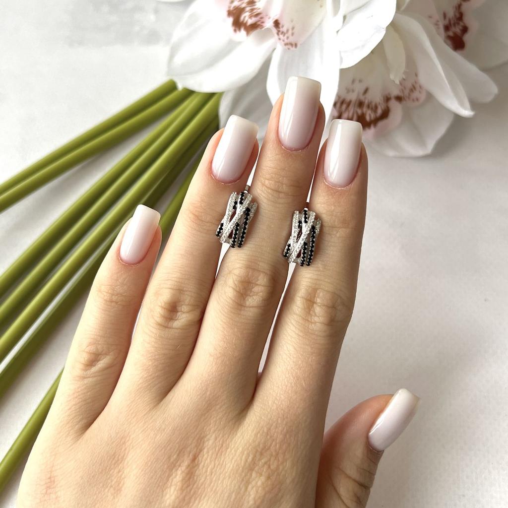 Серебряные серьги с фианитами (2152651)