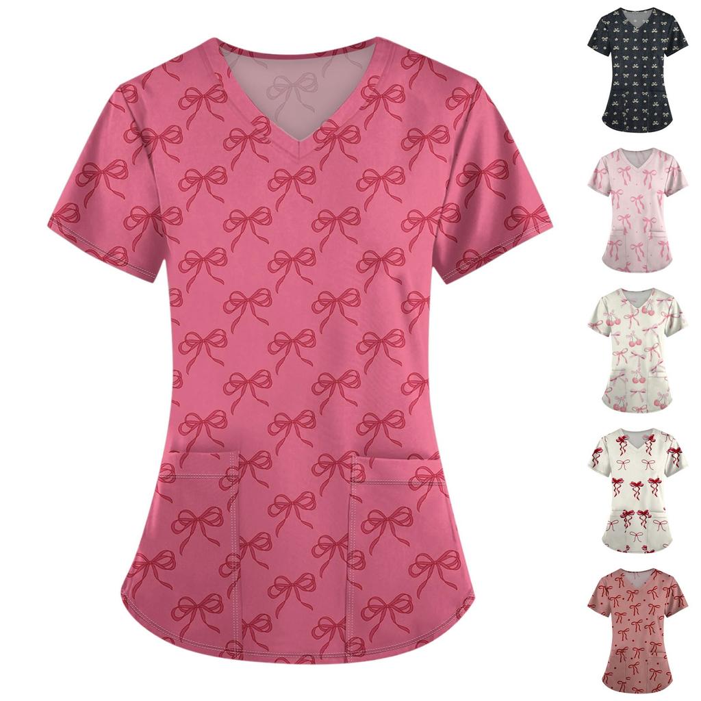 Женский модный комбинезон с короткими рукавами и принтом в виде банта и карманами