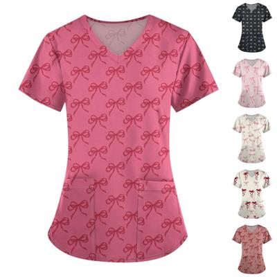 Женский модный комбинезон с короткими рукавами и принтом в виде банта и карманами