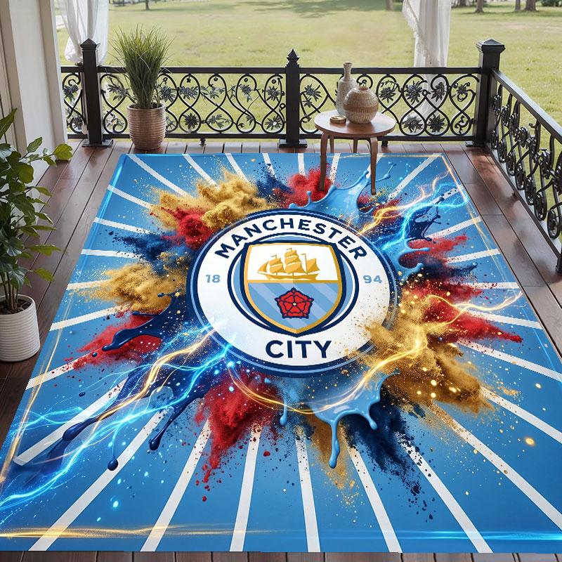 Soft Floor Carpet Manchester City Pattern Area Rug Decorative Mat For Home Room Decoration