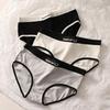 Women Panties Seamless Mid Waist Contrast Color Letter Pattern Elastic Soft Breathable Japanese Style Anti-septic Moisture-wicki