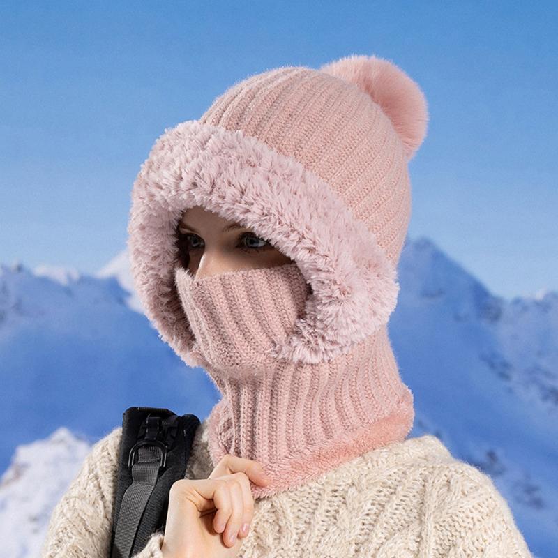 Autumn Winter Hats For Women Men Windproof Protection Ear Scarf Knit Cap Thick Warm Knitted Hat