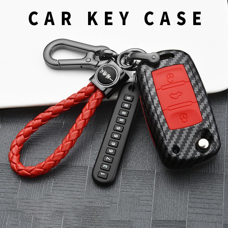 Силиконовый чехол-брелок из углеродного волокна для Volkswagen Vw Golf Bora Jetta Polo Passat B5 B6 Skoda Octavia A5 Fabia Seat Ibiza