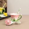 Colorful Ceramic Coffee Cup Saucer Set Enamel Flower Mug Wedding Gift Creative Afternoon Camellia Tea Cup Breakfast Milk Mug