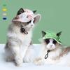 Pet Hat with Ear Holes Soft Breathable Cat Hat with Adjustable Strap Summer Outdoor Sun Visor for Small Medium Dogs Cats