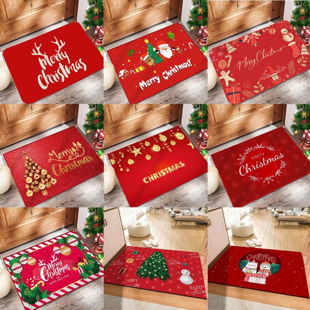Crystal velvet Christmas Mat Santa Claus Floor Mat New Xmas Doormat  Bedroom
