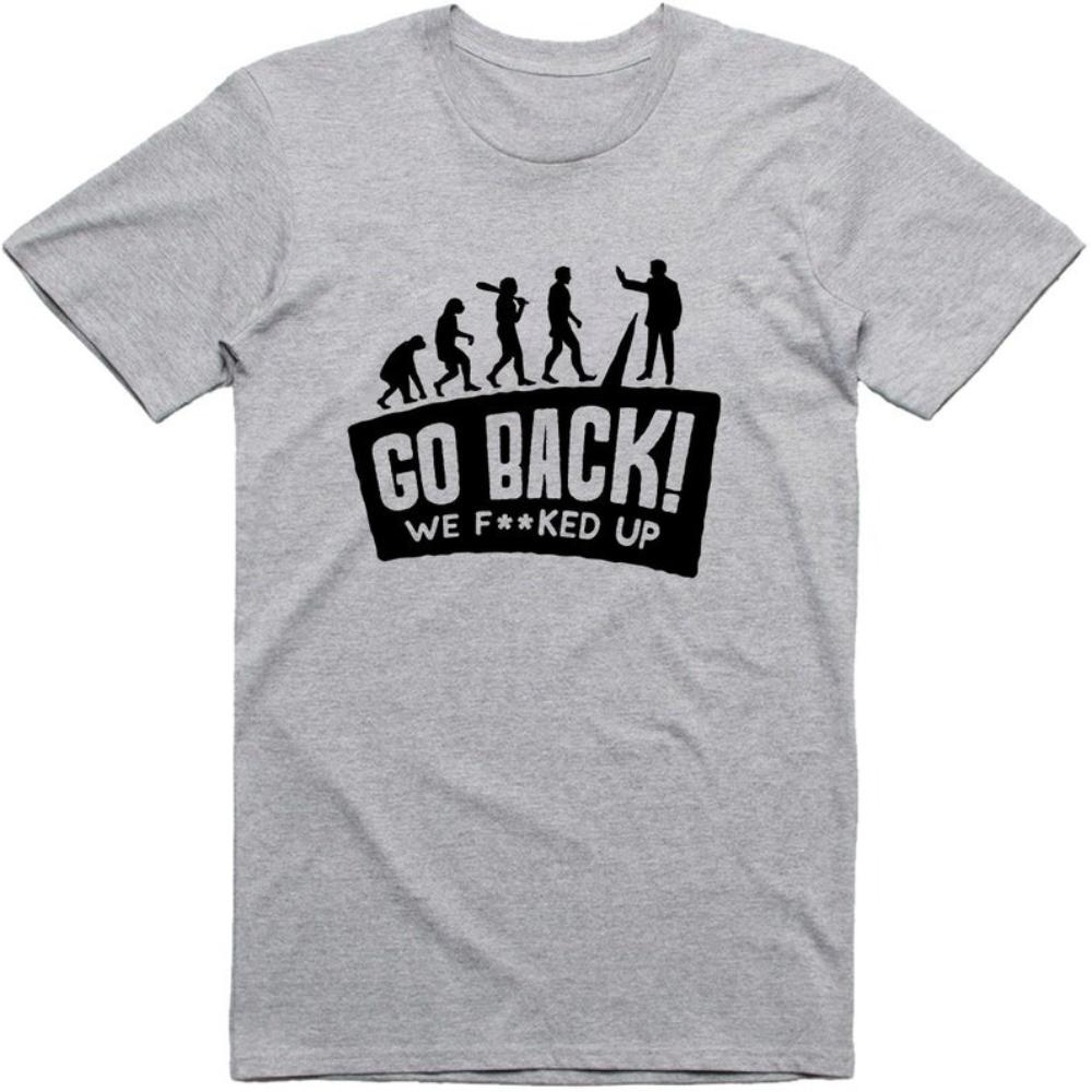 Mens Funny T Shirt Evolution Go Back Printed Tshirt Simple Casual Fashion Woman Man Cotton Vintage Streetwear Shortsleev