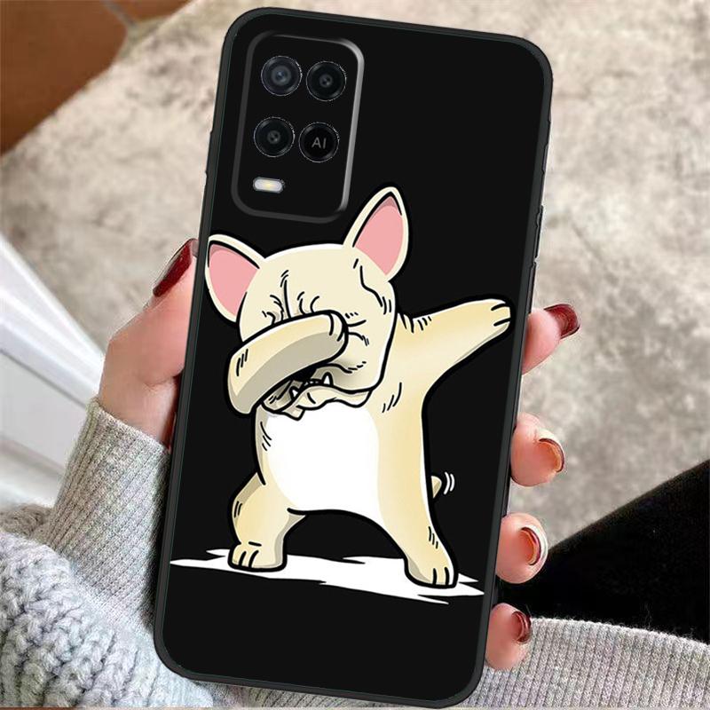 Funny french bulldog Case For OPPO A17 A57 A96 A76 A16 A18 A58 A78 A98 A74 A94 A5 A9 A52 A72 A15 A93 A53 A54 S