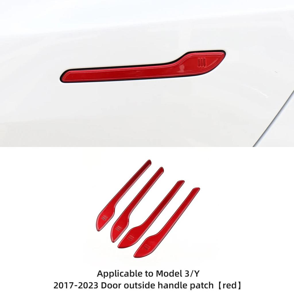 LUCKEASY для Tesla Model 3 YS 2016-2023, автомобильные аксессуары, нашивка на дверную ручку, ABS, декоративные наклейки на дверную ручку