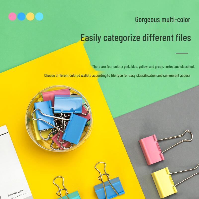 Deli 8551ES 50mm Colorful Binder Clips (12-pack)