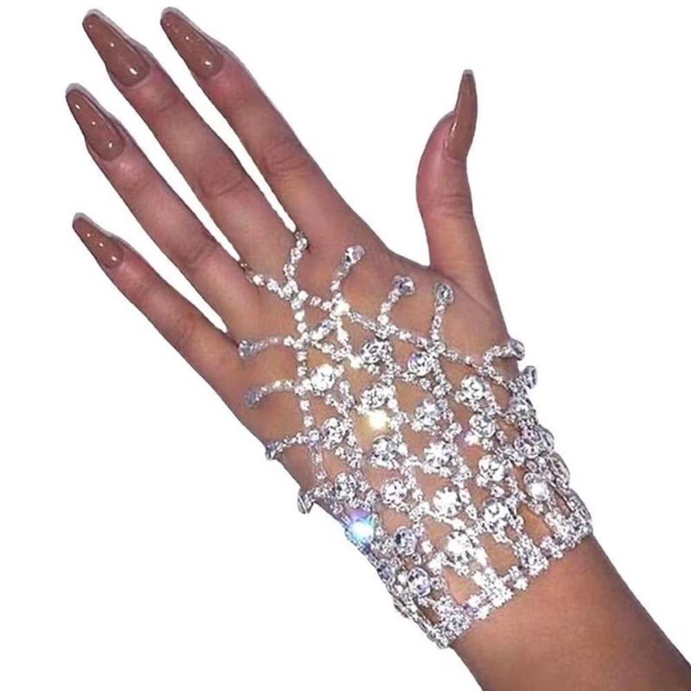 Elegant Tassel Bracelet Creative Finger Bangle Bracelet Rhinestone Bracelet Bridal Accessories