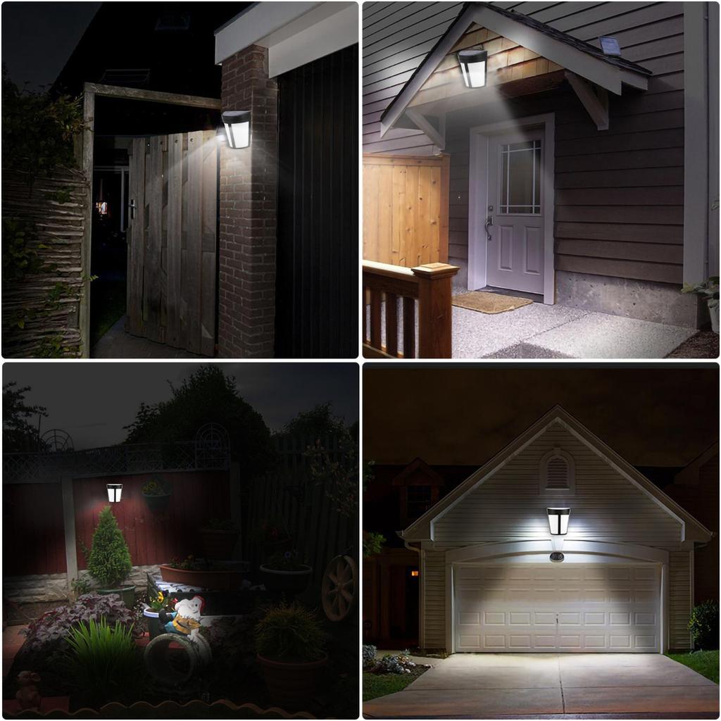 Solar Powered Wall Mount Light Outdoor Garden Landscape Fence Yard Lamp Pure White