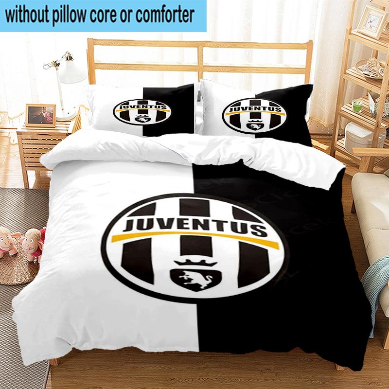 3pcs Juventus Football Club Printed Bedding Set Duvet Cover Closure Includes 1 Duvet Cover & 2 Pillowcases Bedding Sets Home Decor Gifts
