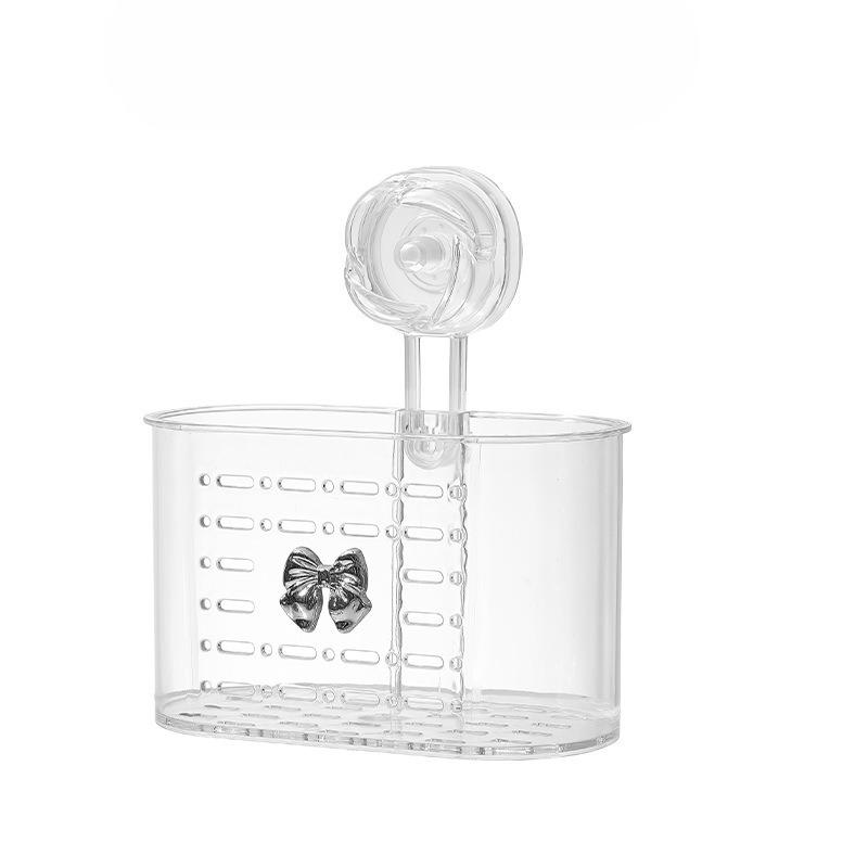 Полка для хранения на присосках для ванной комнаты без сверления, Коробка для хранения в ванной комнате с полым дном для дренажа, Подставка для хранения косметики и ювелирных изделий