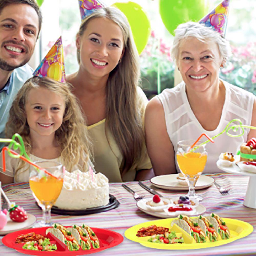 2pcs Oval Taco Plate Divided Taco Holder Tableware Taco Serving Tray Snack